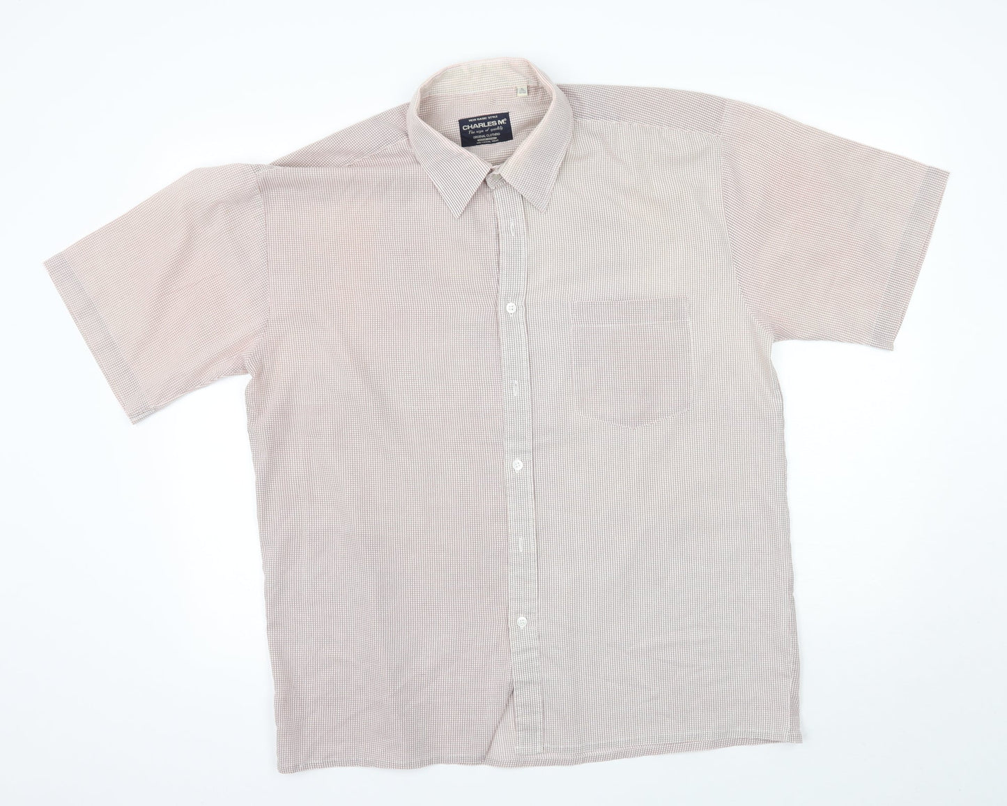 Mens UK Size XL charles m Red  Button-Up Short Sleeve Casual Shirt