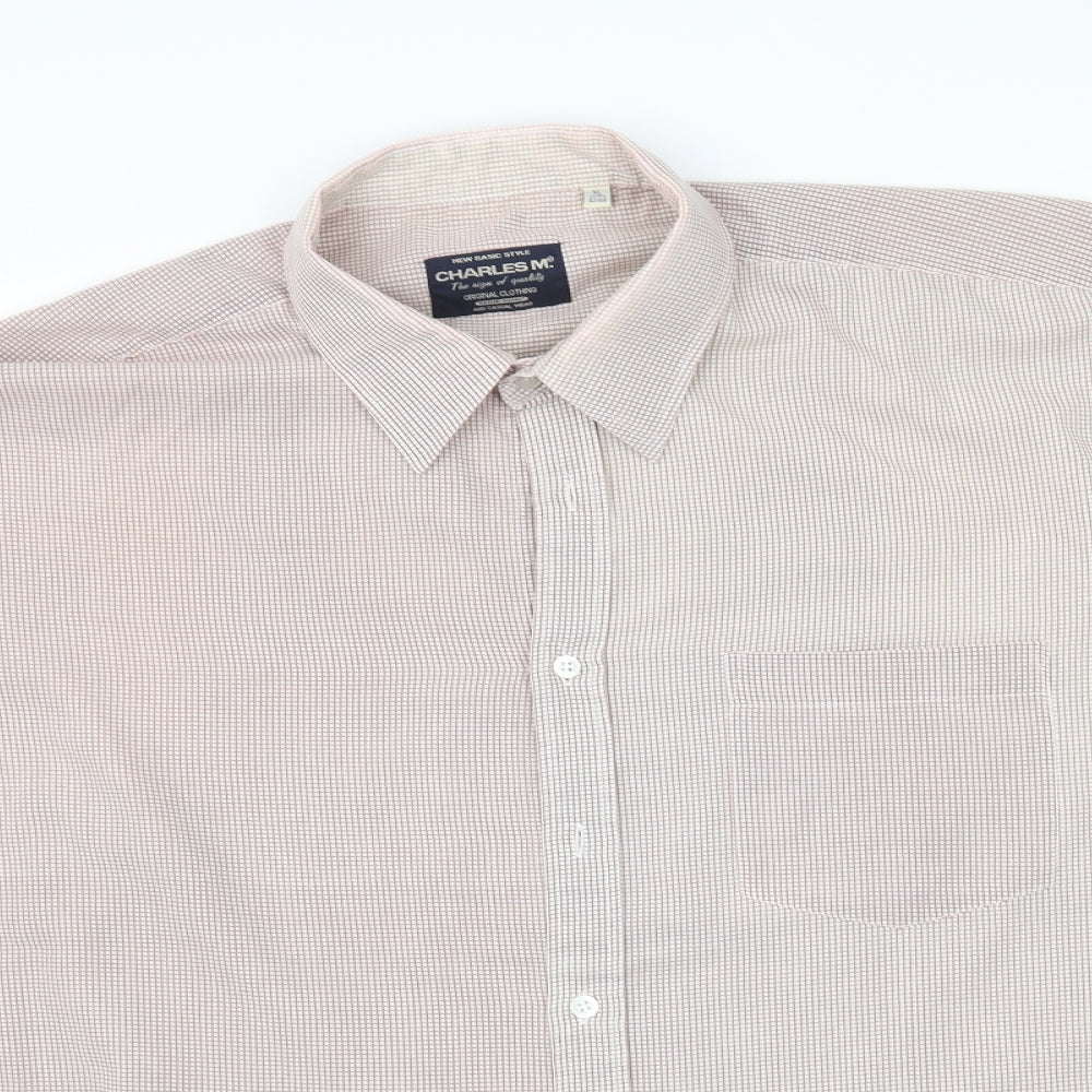 Mens UK Size XL charles m Red  Button-Up Short Sleeve Casual Shirt
