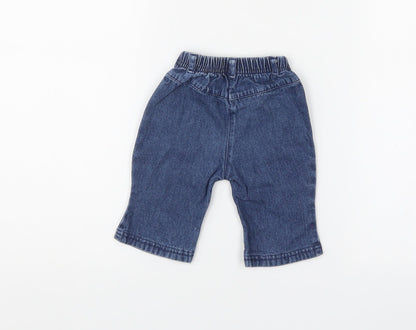 Adams Baby Blue Floral Denim  Jeans Size 3-6 Months