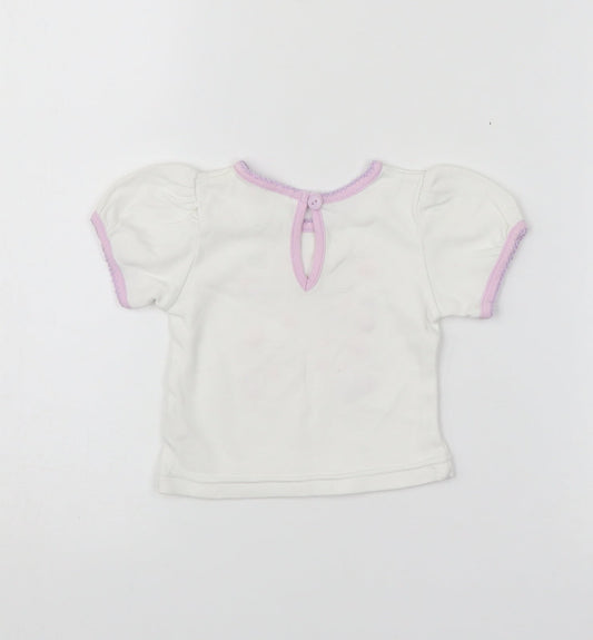 BHS Girls White Floral  Basic T-Shirt Size 0-3 Months