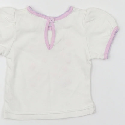 BHS Girls White Floral  Basic T-Shirt Size 0-3 Months