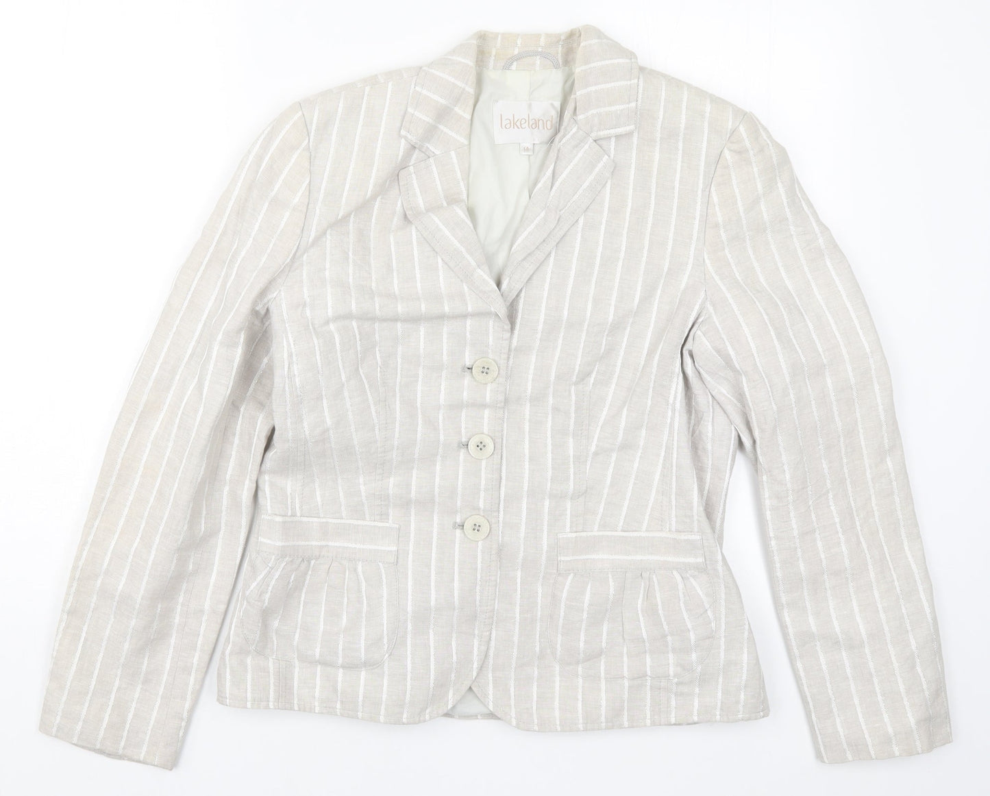 Lakeland Womens Grey Striped  Jacket Suit Jacket Size 14