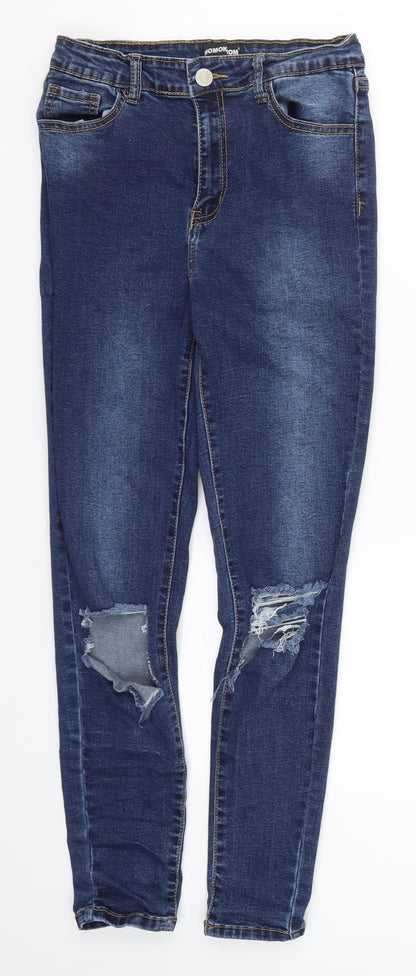 Womens UK Size 10 Momokrom Regular Fit Skinny Blue Jeans