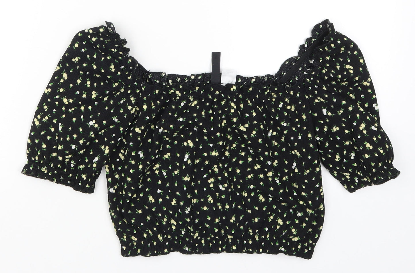 Womens UK Size XS H&M Black Cropped T-Shirt