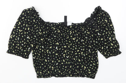 Womens UK Size XS H&M Black Cropped T-Shirt