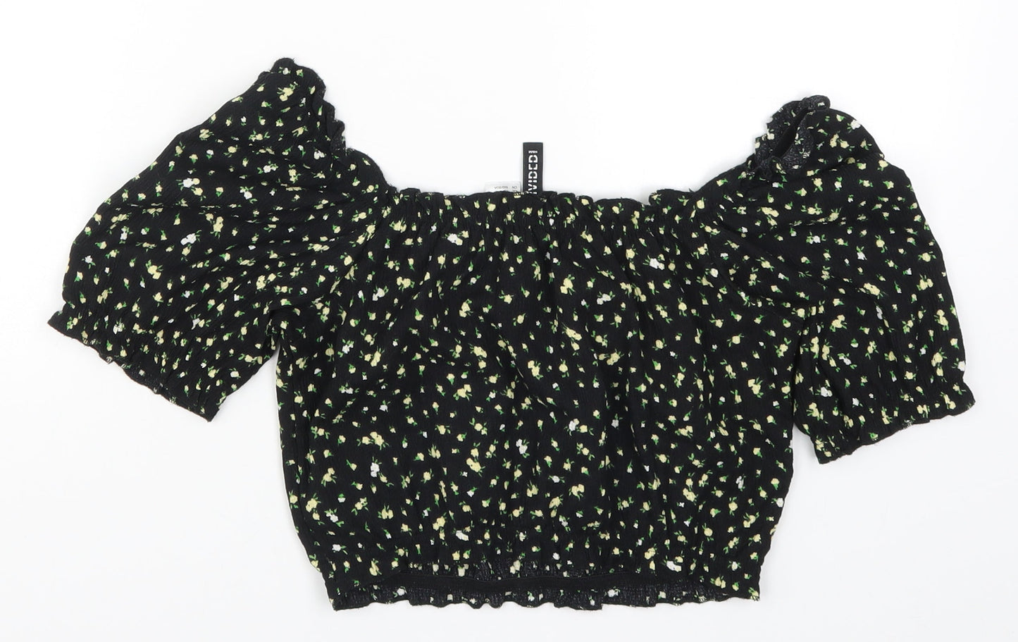 Womens UK Size XS H&M Black Cropped T-Shirt