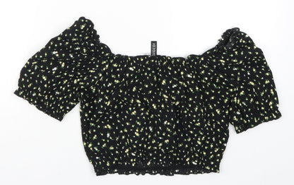Womens UK Size XS H&M Black Cropped T-Shirt