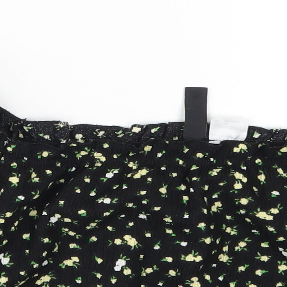 Womens UK Size XS H&M Black Cropped T-Shirt