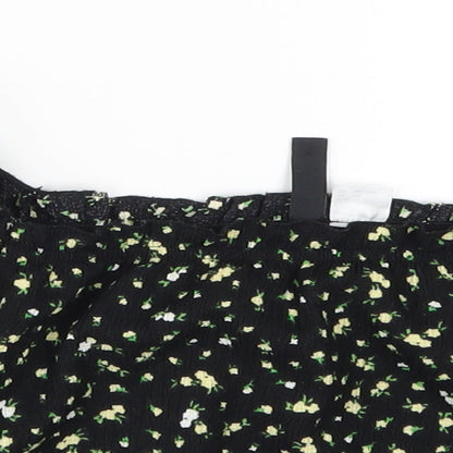 Womens UK Size XS H&M Black Cropped T-Shirt