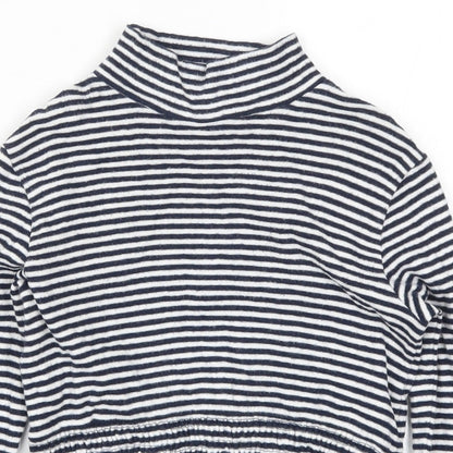 NEXT Girls Blue Striped  Cropped T-Shirt Size 8 Years