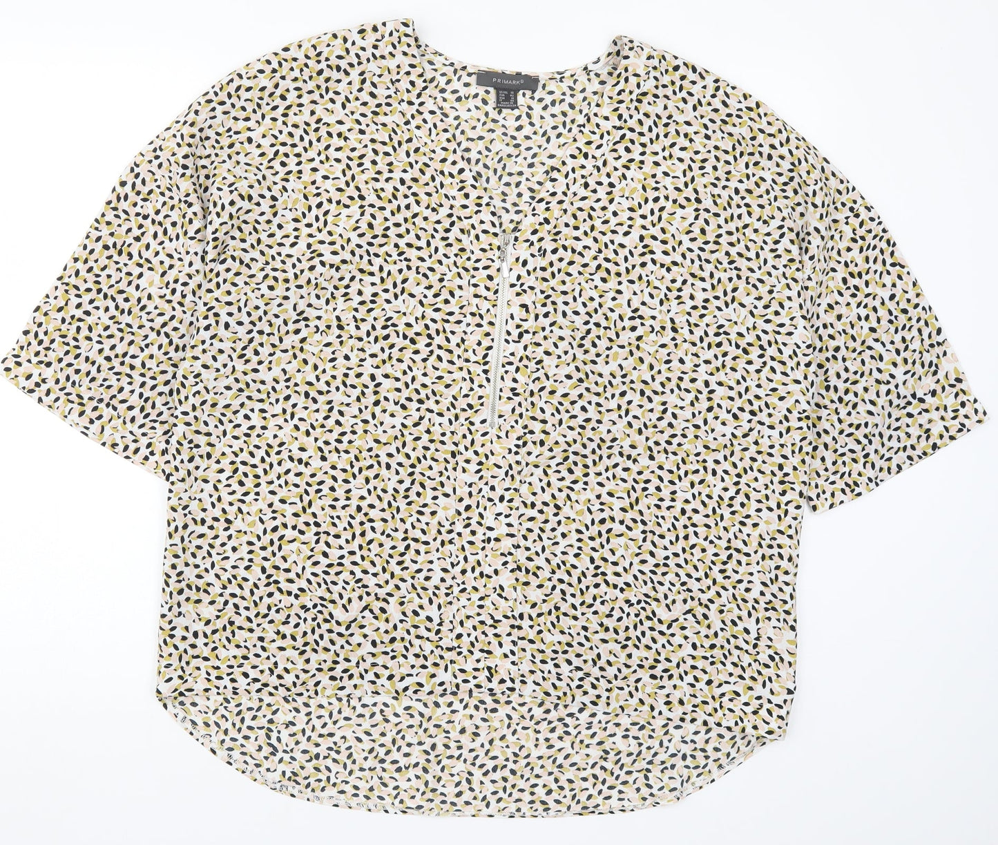 Primark Womens Pink Geometric  Basic Blouse Size 14  - Pink and Yellow