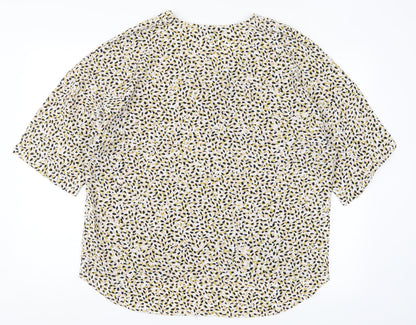 Primark Womens Pink Geometric  Basic Blouse Size 14  - Pink and Yellow