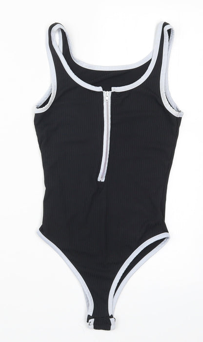 Womens UK Size S Preworn One-Piece Black Bodysuit