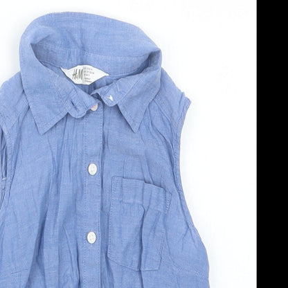 H&M Girls Blue   Basic Button-Up Size 9 Years