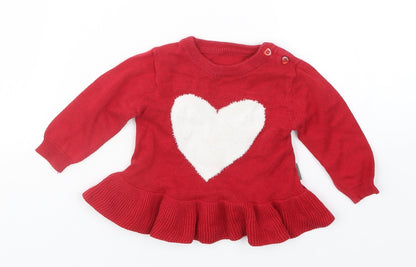 Nutmeg Girls Red  Knit Pullover Jumper Size 3-6 Months