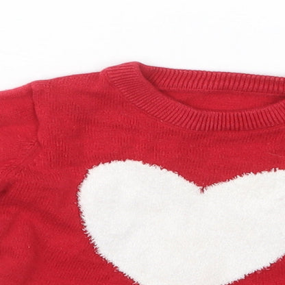 Nutmeg Girls Red  Knit Pullover Jumper Size 3-6 Months
