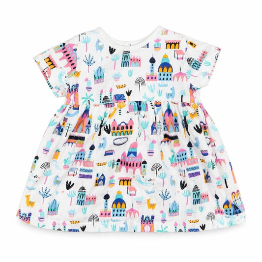 Blue Zoo Girls White Geometric  T-Shirt Dress  Size 3-6 Months