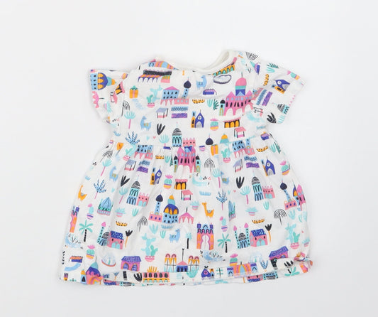 Blue Zoo Girls White Geometric  T-Shirt Dress  Size 3-6 Months