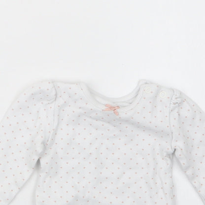 George Girls White Polka Dot  Babygrow One-Piece Size 6-9 Months