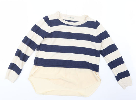 TU Womens Blue Striped Knit Pullover Jumper Size 14