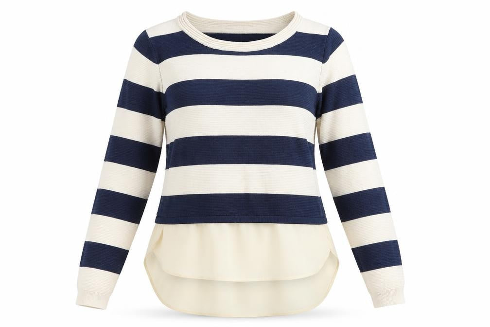 Tu Womens Blue Striped Knit Pullover Jumper Size 14