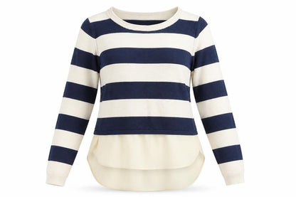 Tu Womens Blue Striped Knit Pullover Jumper Size 14