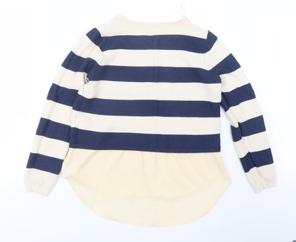 TU Womens Blue Striped Knit Pullover Jumper Size 14