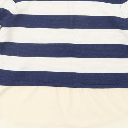 TU Womens Blue Striped Knit Pullover Jumper Size 14