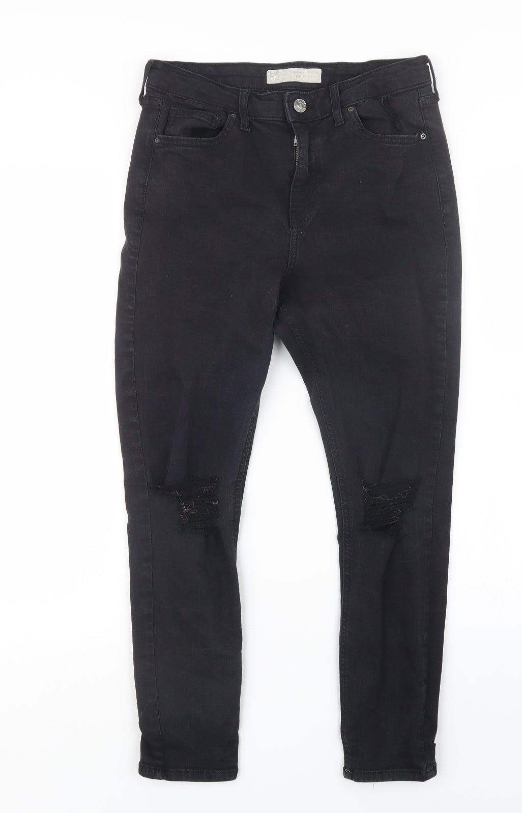 Topshop Womens Black  Denim Straight Jeans Size 27 in L24 in
