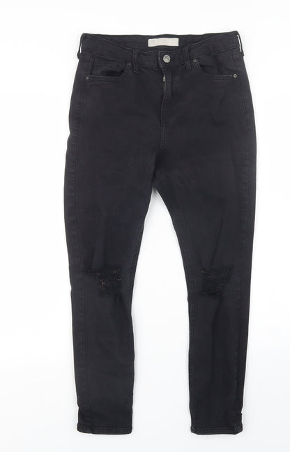 Topshop Womens Black  Denim Straight Jeans Size 27 in L24 in