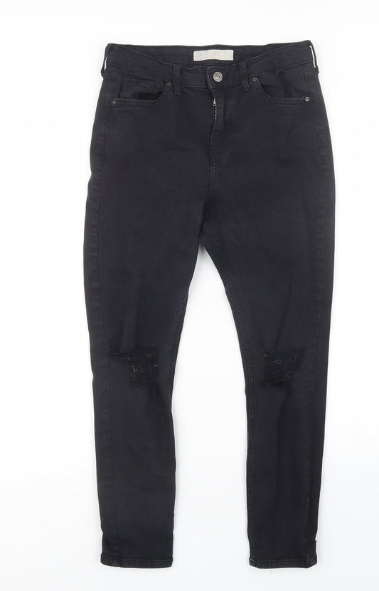 Topshop Womens Black  Denim Straight Jeans Size 27 in L24 in
