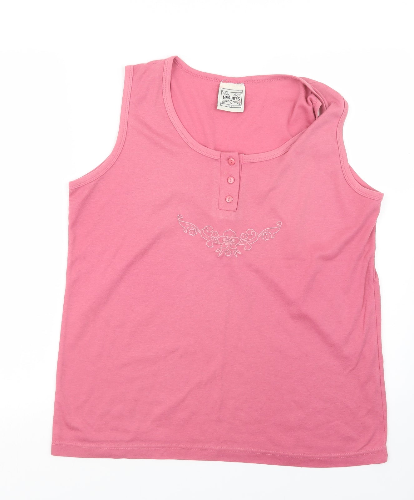 Womens UK Size One Size Nuggets Pink Basic Tank