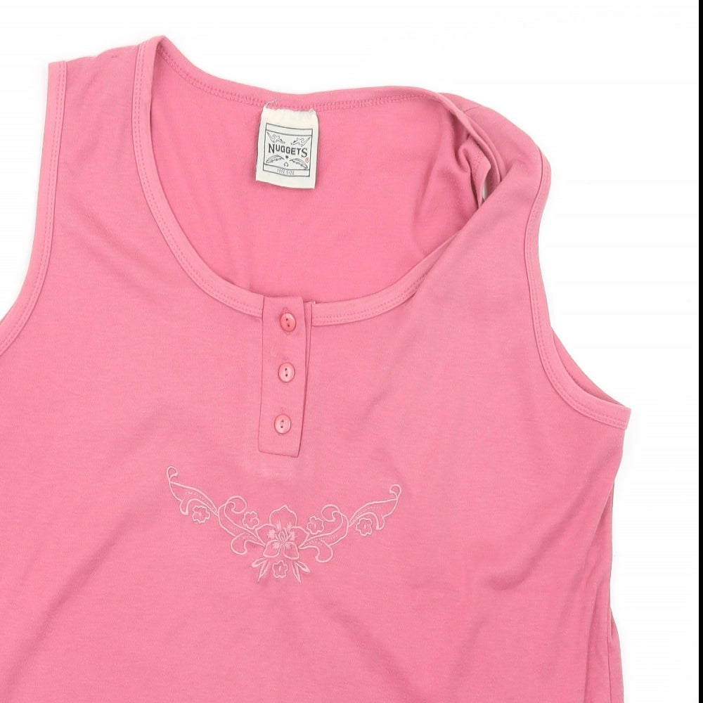 Womens UK Size One Size Nuggets Pink Basic Tank