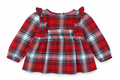 TU Girls Red Check  Basic Button-Up Size 9-12 Months