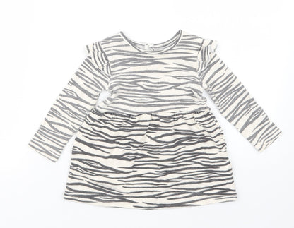 Primark Girls Beige Animal Print  T-Shirt Dress  Size 12-18 Months