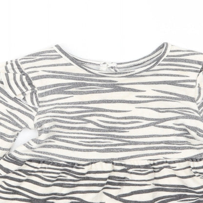 Primark Girls Beige Animal Print  T-Shirt Dress  Size 12-18 Months