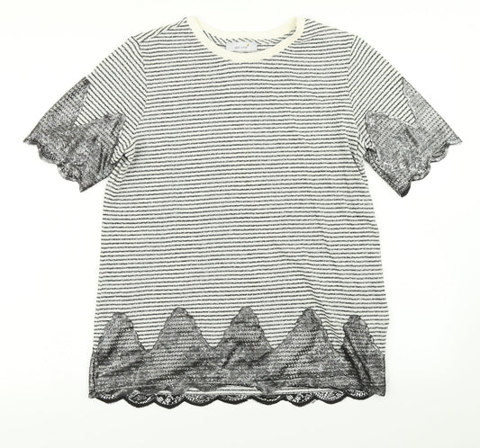 Per Una Womens Black Striped  Basic T-Shirt Size 12