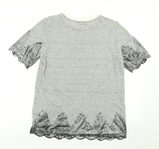 Per Una Womens Black Striped  Basic T-Shirt Size 12