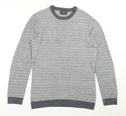 Limited Edition Mens Blue Striped Knit Pullover Jumper Size S