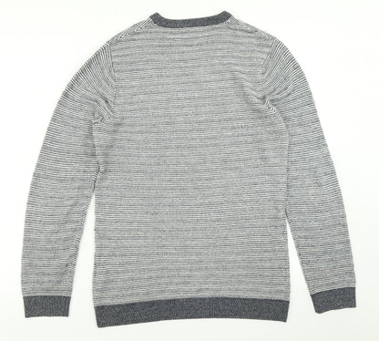 Limited Edition Mens Blue Striped Knit Pullover Jumper Size S