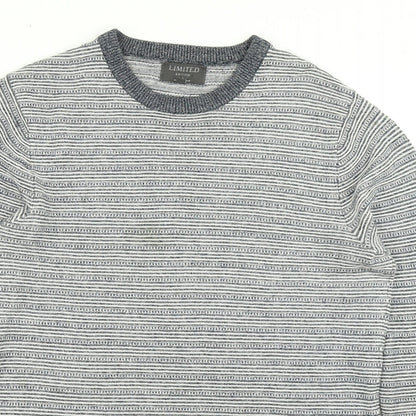 Limited Edition Mens Blue Striped Knit Pullover Jumper Size S
