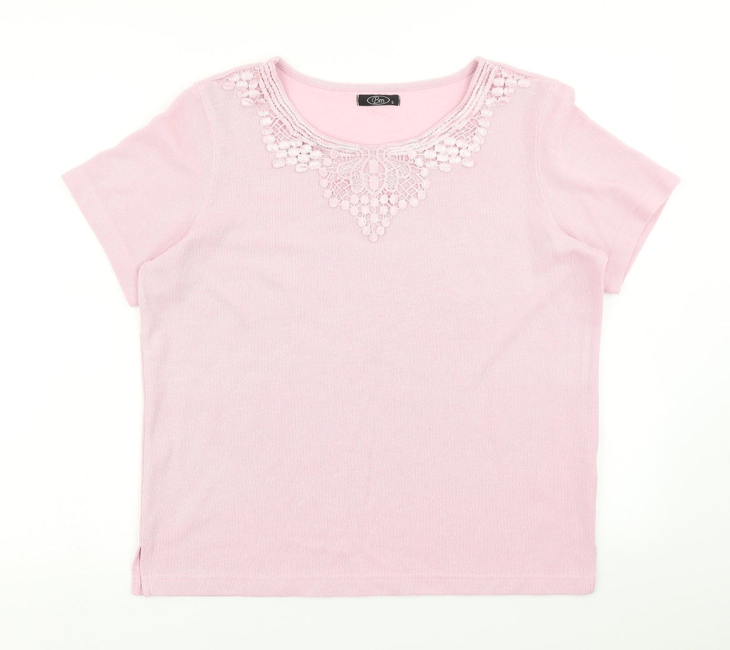 Womens UK Size S BM Pink Basic T-Shirt
