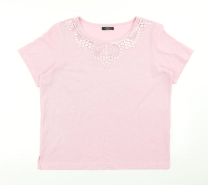 Womens UK Size S BM Pink Basic T-Shirt