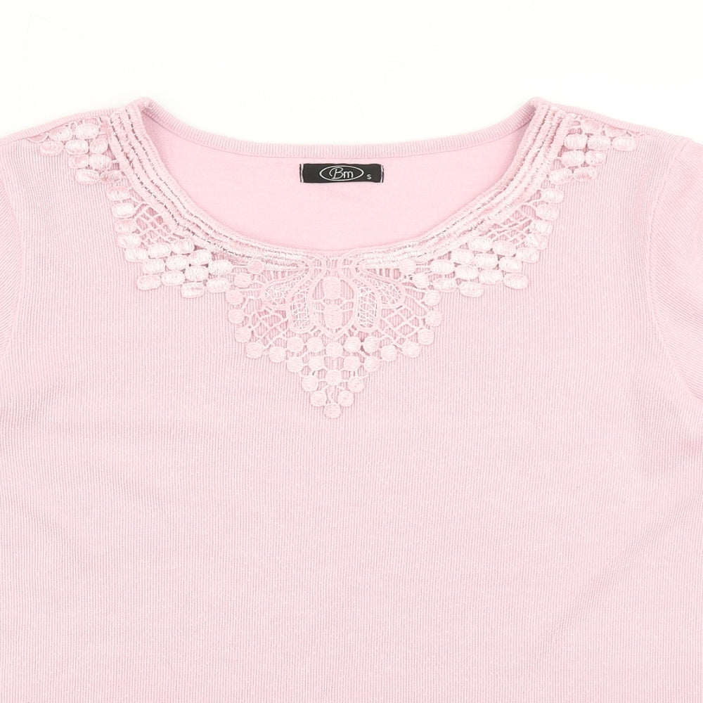 Womens UK Size S BM Pink Basic T-Shirt