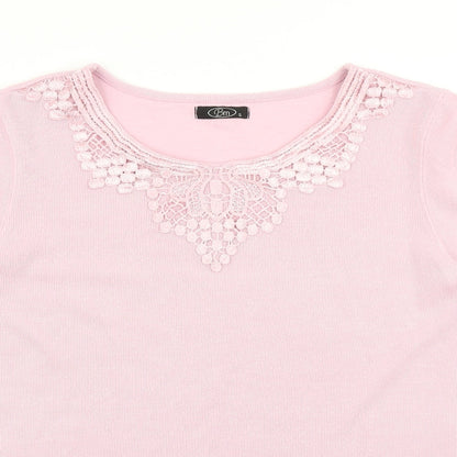 Womens UK Size S BM Pink Basic T-Shirt