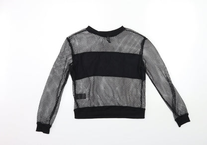 H&M Womens Black  Knit Pullover Sweatshirt Size 8