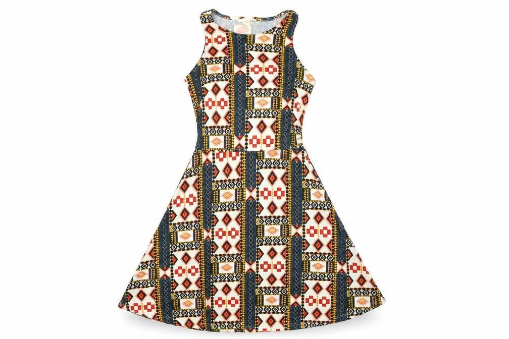 H&M Womens Beige Geometric  Fit & Flare  Size S