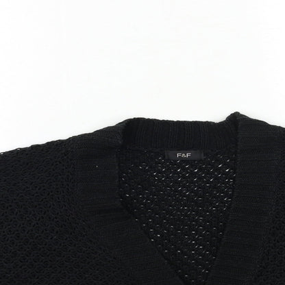 F&F Womens Black  Knit Cardigan Jumper Size 12