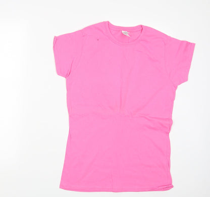 Womens UK Size L Gildan Pink Basic T-Shirt