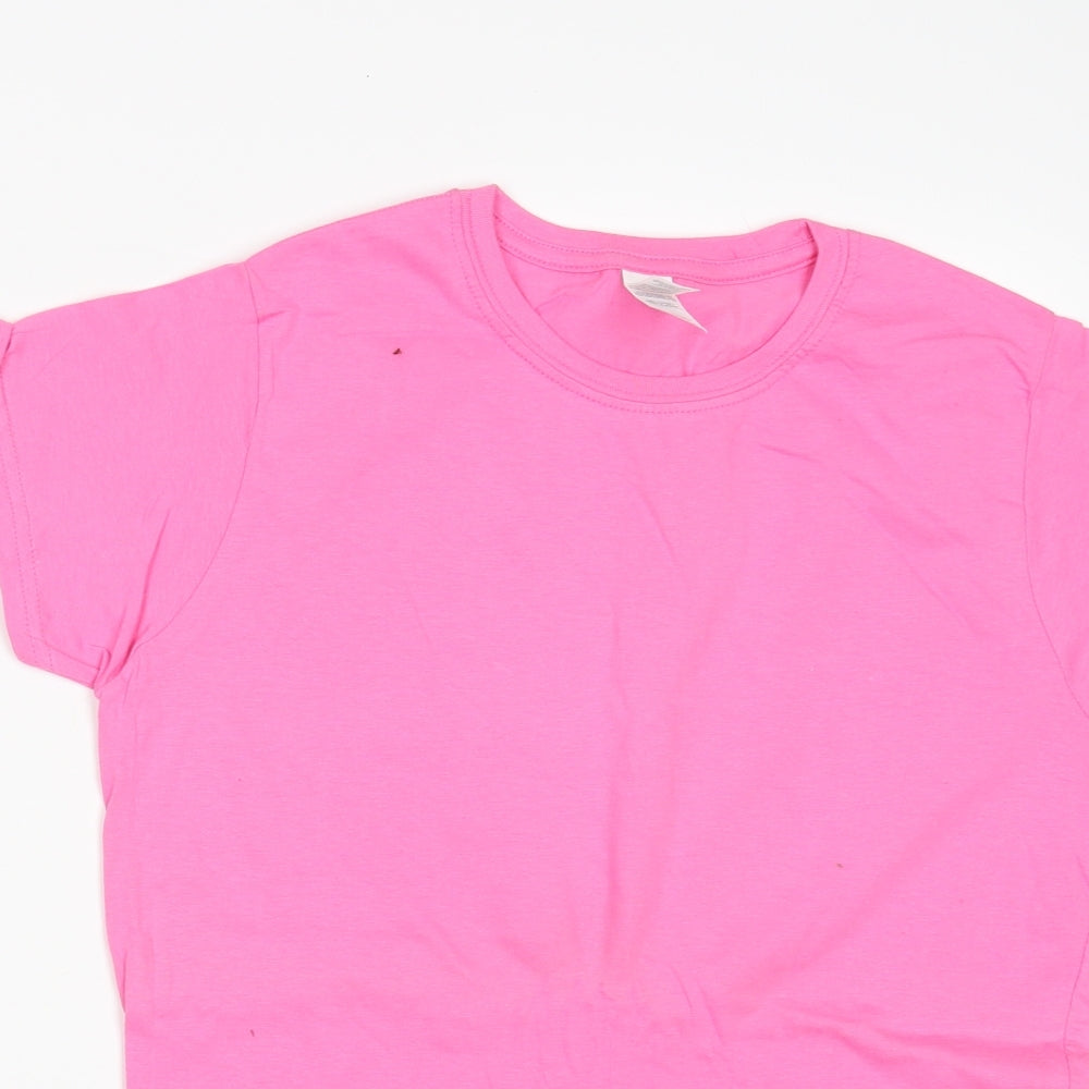 Womens UK Size L Gildan Pink Basic T-Shirt